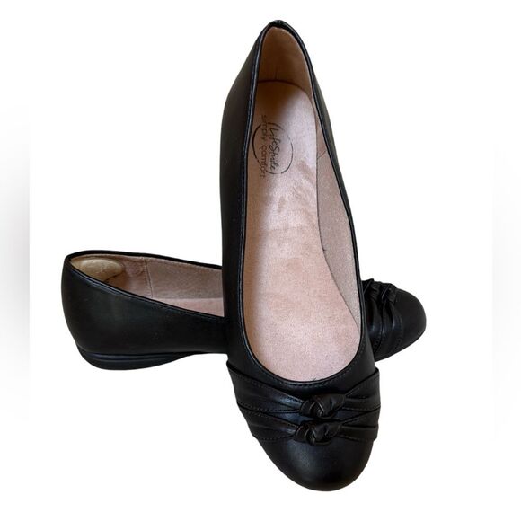 LifeStride‎ Simply Comfort Aliza Black Faux Leather Ballet Flats Size 10W - Picture 2 of 9